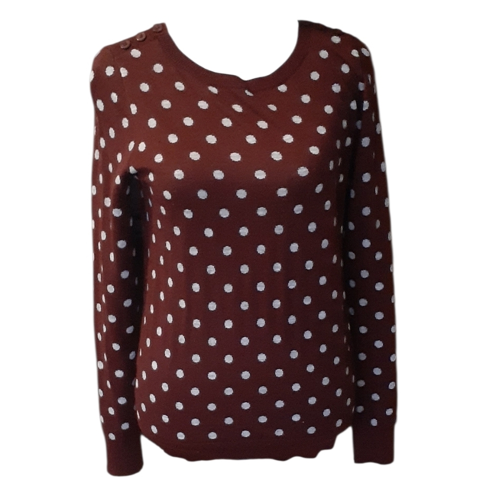 LOFT Maroon and Gray Polka Dot Sweater. Size S.